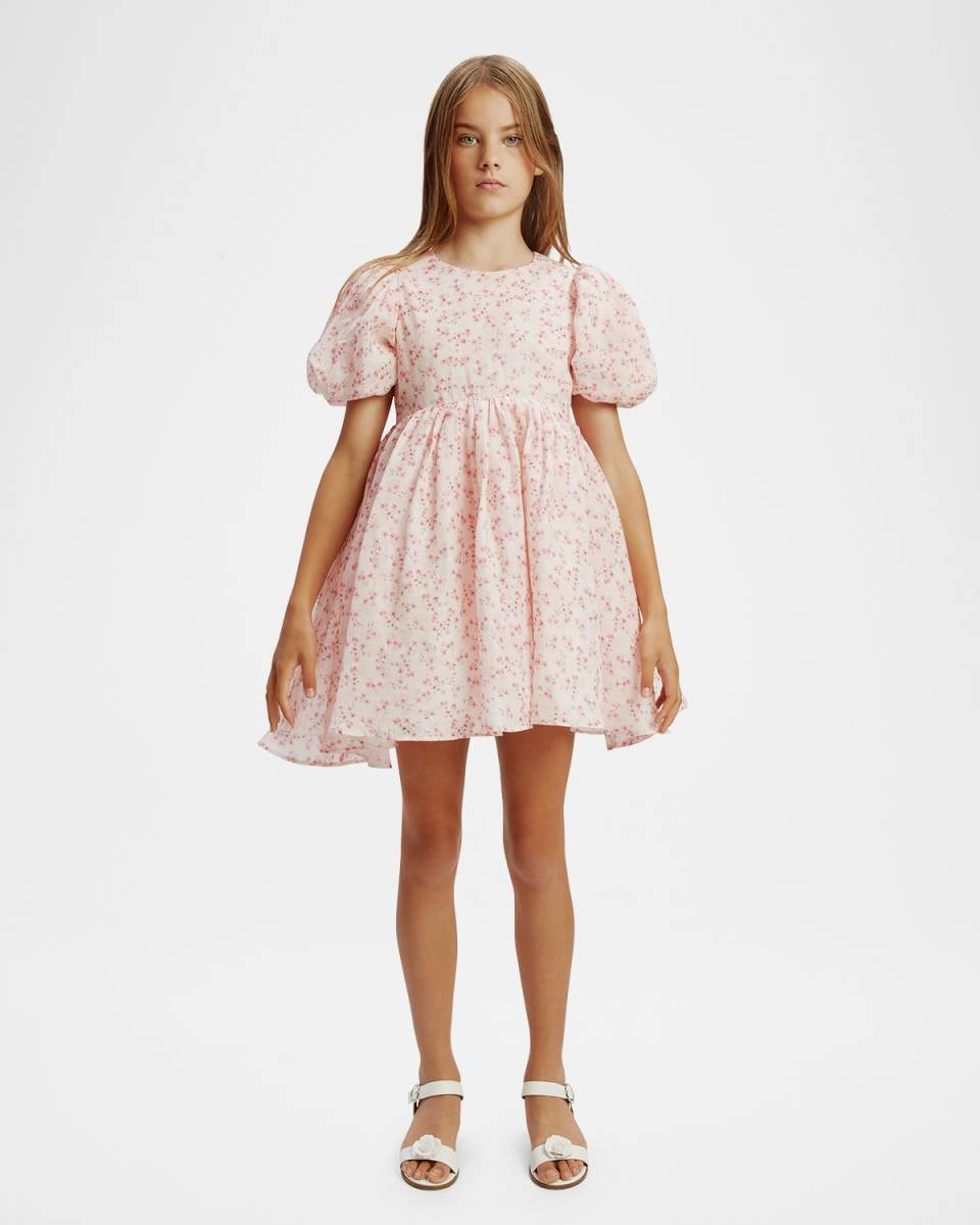 Girl's Juliet Floral-Print Mini Dress, Size 4-14